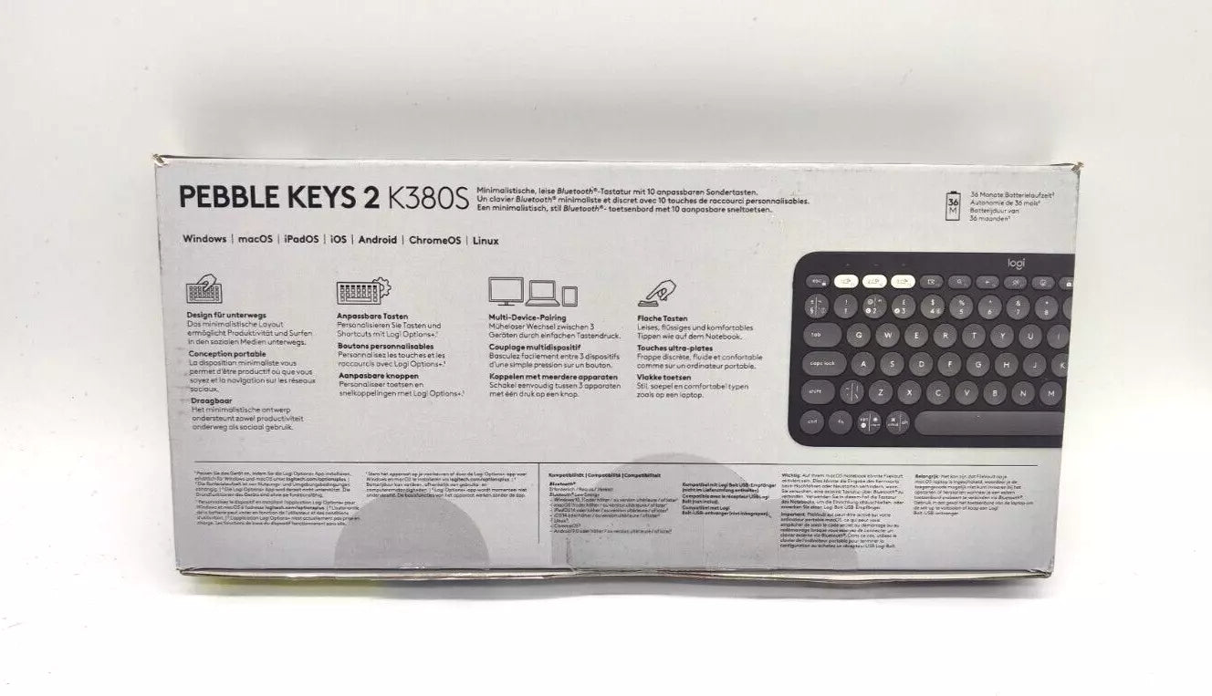 Logitech Pebble Keys 2 K380s Tastatur – Graphit, Deutsch (QWERTZ)